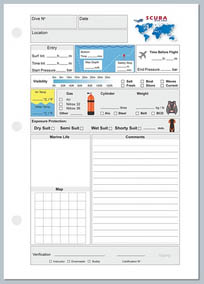 PADI Standard Dive Log Book Refill Pages - scuba diving PRINTABLES